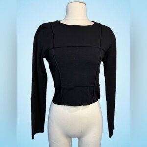 Black Seamed Crop Sweater